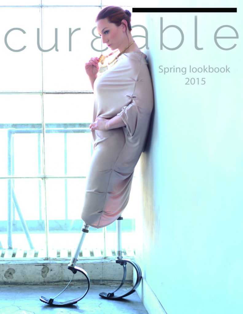 The Cur8able Spring lookbook 2015. Director/stylist: Stephanie Thomas. Photographer: Julie Mendez. Producer: Shirley Dalmas. Assistant stylist: Kevon Young-Square. Hair & makeup: Danielle Smith, Veda Simpson. Designers/brands: Jordan Silvers (AG Apparel), Liz Callahan (Versa Access Wear), Maura Horton (Magna Ready), Stephanie Alves (ABL Denim). Talent agency: KMR & Associates. Models: Alanna Flax-Clark, Ali Stroker, Jamie Brewer, Alexander Gray, Micahel D’Amore, Katy Sullivan. Bow tie designer: Alexander Gray. Videographer: Jerry Lexicon.