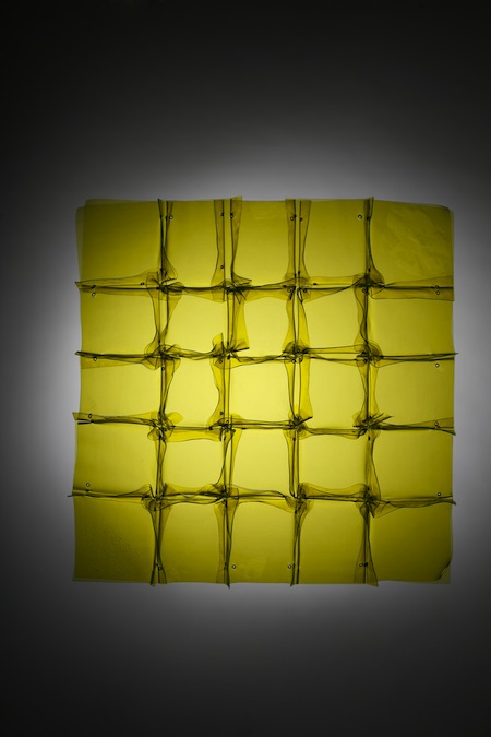 Eun-Sook Lee, Transparent Patchwork Polyester, 13.7” x 13.7” x 3.9”