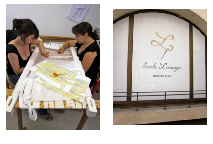 atelier-lesage-21 Left - Stitching the beautiful embroidery; Right - The School of Embroidery next to the Atelier