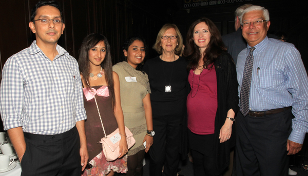 rahul-pathak_naomi-tripathi_uma-anupindi_gpp_emb_sada-chidambaram Rahul Pathak, student Naoumi Tripath, student Uma Anupindi, Gladys Perint Palmer, Edith Mead Barker, and Sada Chidambaram