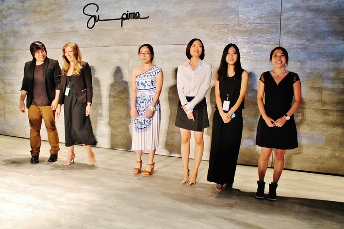 From left to right, finalists David Lee, Fashion Institute of Design and Merchandising; Anastasia Iafrate, Kent State University; Yuxi Bi, Savannah College of Art and Design; Ou Ma, Fashion Institute of Technology; Sharon Moon, Rhode Island School of Design; and Jenny Hoang, Academy Of Art University.