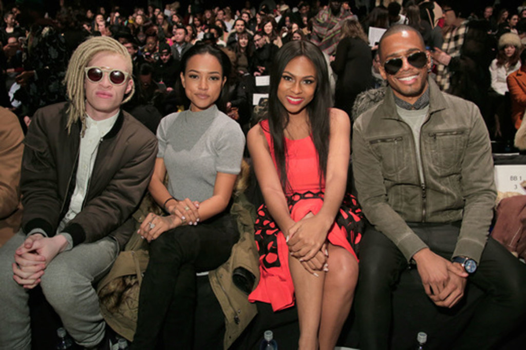 From left: . Model Shaun Ross, model Karrueche Tran, actress Tashiana Washington and actor and DJ Eric West. Image: Getty Images