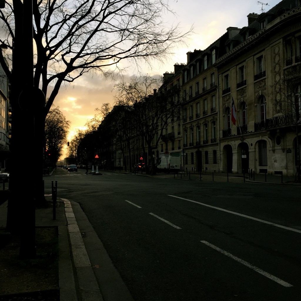 A Parisian street at sunset. Zhangchi Wang
