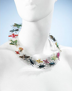 Elsa Schiaparelli, necklace, autumn 1938. Rhodoid and metal. Brooklyn Museum Costume Collection at The Metropolitan Museum of Art, Gift of the Brooklyn Museum, 2009; Gift of Arturo and Paul Peralta Ramos, 1955. Image © The Metropolitan Museum of Art